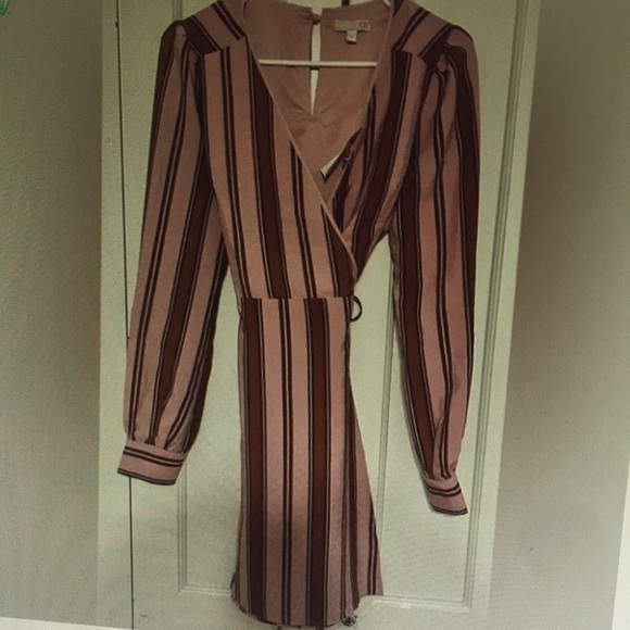 Striped Pink Wrap Dress - Picture 1 of 1